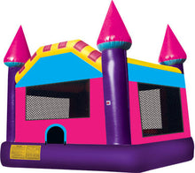 pink and purple castle bounce house