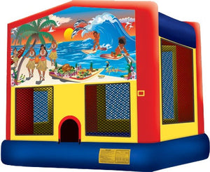 Tropical Combo bounce house with slide